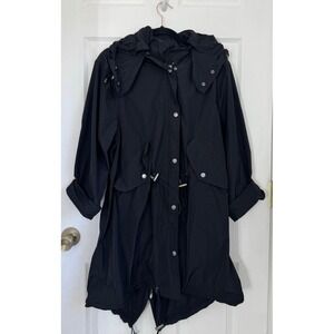 Burberry Parka Coat Women's 6 Black Drawstring Waist‎ Rolled Sleeves Outdoor